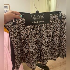 Rene Rofe Pajama Shorts, Size 2x, 2 Pack, Cheetah Print & Solid Black, New